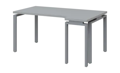 SIRK 38 - 164 stůl kancelářský, rohový, pravý, kovová podnož stříbrná, deska 36 mm, široký 1600 mm, šedá