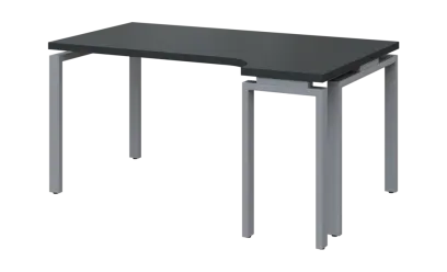 SIRK 38 - 164 stůl kancelářský, rohový, pravý, kovová podnož stříbrná, deska 36 mm, široký 1600 mm, antracit