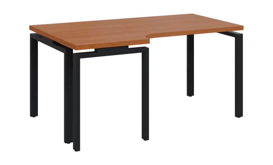 SIRK 38 - 166 stůl kancelářský, rohový, levý, kovová podnož černá, deska 36 mm, široký 1600 mm, olše jantar