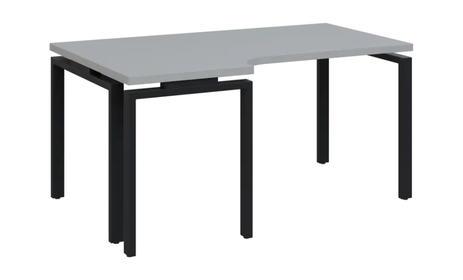 SIRK 38 - 166 stůl kancelářský, rohový, levý, kovová podnož černá, deska 36 mm, široký 1600 mm, šedá