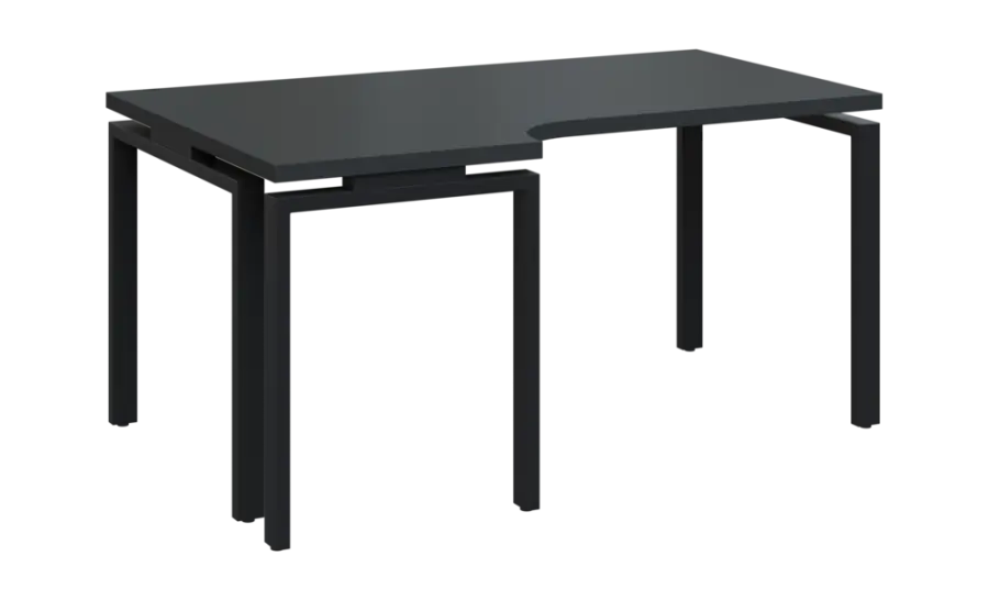 SIRK 38 - 166 stůl kancelářský, rohový, levý, kovová podnož černá, deska 36 mm, široký 1600 mm, antracit