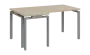 SIRK 38 - 166 stůl kancelářský, rohový, levý, kovová podnož stříbrná, deska 36 mm, široký 1600 mm, bříza světlá