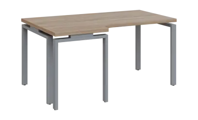SIRK 38 - 166 stůl kancelářský, rohový, levý, kovová podnož stříbrná, deska 36 mm, široký 1600 mm, d SIRK 38 - 166 stůl kancelářský, rohový, levý, kovová podnož stříbrná, deska 36 mm, široký 1600 mm, dub bardolino