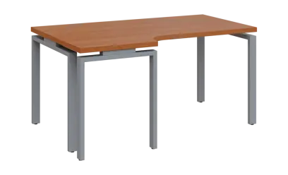 SIRK 38 - 166 stůl kancelářský, rohový, levý, kovová podnož stříbrná, deska 36 mm, široký 1600 mm, olše jantar