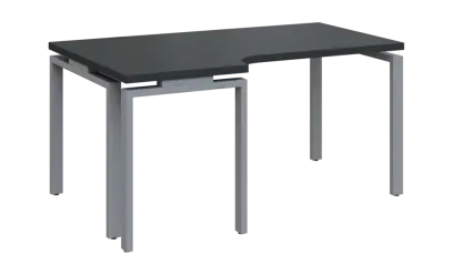 SIRK 38 - 166 stůl kancelářský, rohový, levý, kovová podnož stříbrná, deska 36 mm, široký 1600 mm, antracit