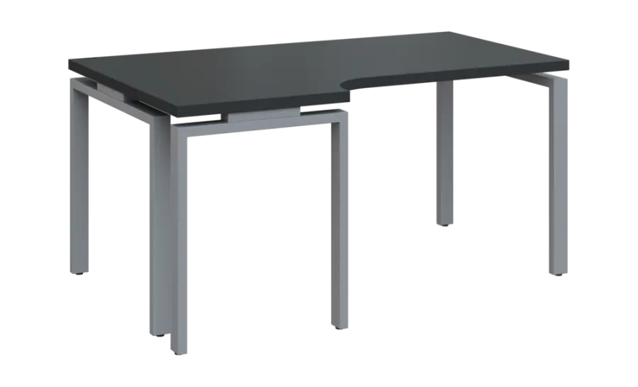 SIRK 38 - 166 stůl kancelářský, rohový, levý, kovová podnož stříbrná, deska 36 mm, široký 1600 mm, antracit