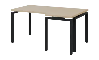 SIRK 38 - 166 stůl kancelářský, rohový, pravý, kovová podnož černá, deska 36 mm, široký 1600 mm, bříza světlá
