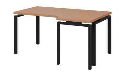 SIRK 38 - 166 stůl kancelářský, rohový, pravý, kovová podnož černá, deska 36 mm, široký 1600 mm, buk royal