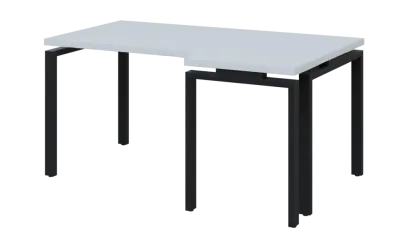 SIRK 38 - 166 stůl kancelářský, rohový, pravý, kovová podnož černá, deska 36 mm, široký 1600 mm, bílá