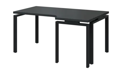 SIRK 38 - 166 stůl kancelářský, rohový, pravý, kovová podnož černá, deska 36 mm, široký 1600 mm, antracit