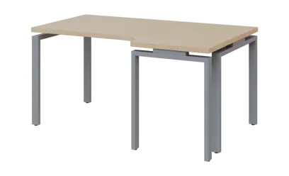 SIRK 38 - 166 stůl kancelářský, rohový, pravý, kovová podnož stříbrná, deska 36 mm, široký 1600 mm, bříza světlá