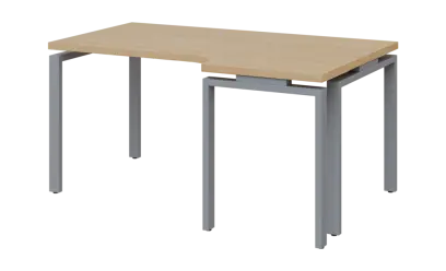 SIRK 38 - 166 stůl kancelářský, rohový, pravý, kovová podnož stříbrná, deska 36 mm, široký 1600 mm, javor horský