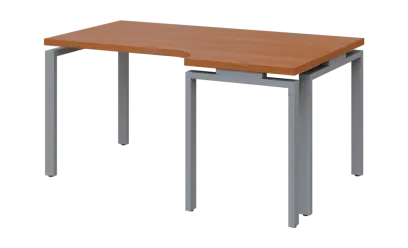 SIRK 38 - 166 stůl kancelářský, rohový, pravý, kovová podnož stříbrná, deska 36 mm, široký 1600 mm, olše jantar