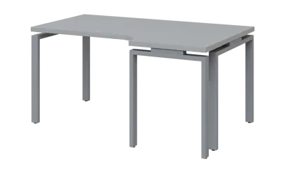 SIRK 38 - 166 stůl kancelářský, rohový, pravý, kovová podnož stříbrná, deska 36 mm, široký 1600 mm, šedá