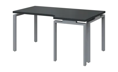 SIRK 38 - 166 stůl kancelářský, rohový, pravý, kovová podnož stříbrná, deska 36 mm, široký 1600 mm, antracit