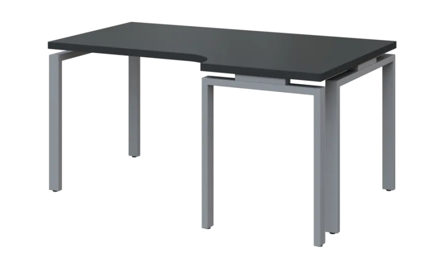 SIRK 38 - 166 stůl kancelářský, rohový, pravý, kovová podnož stříbrná, deska 36 mm, široký 1600 mm, antracit