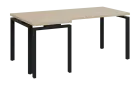 SIRK 38 - 186 stůl kancelářský, rohový, levý, kovová podnož černá, deska 36 mm, široký 1800 mm, bříz