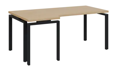SIRK 38 - 186 stůl kancelářský, rohový, levý, kovová podnož černá, deska 36 mm, široký 1800 mm, javor horský