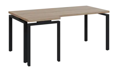 SIRK 38 - 186 stůl kancelářský, rohový, levý, kovová podnož černá, deska 36 mm, široký 1800 mm, dub bardolino