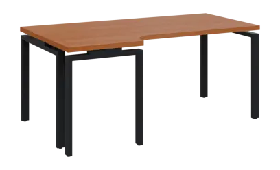 SIRK 38 - 186 stůl kancelářský, rohový, levý, kovová podnož černá, deska 36 mm, široký 1800 mm, olše jantar
