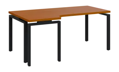 SIRK 38 - 186 stůl kancelářský, rohový, levý, kovová podnož černá, deska 36 mm, široký 1800 mm, třešeň šumavská