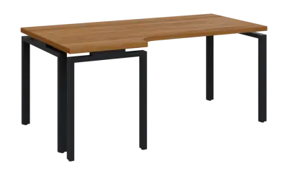 SIRK 38 - 186 stůl kancelářský, rohový, levý, kovová podnož černá, deska 36 mm, široký 1800 mm, ořech světlý