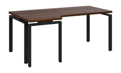 SIRK 38 - 186 stůl kancelářský, rohový, levý, kovová podnož černá, deska 36 mm, široký 1800 mm, ořech královský