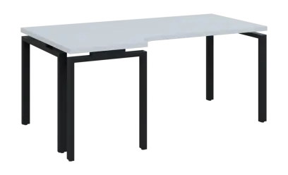 SIRK 38 - 186 stůl kancelářský, rohový, levý, kovová podnož černá, deska 36 mm, široký 1800 mm, bílá SIRK 38 - 186 stůl kancelářský, rohový, levý, kovová podnož černá, deska 36 mm, široký 1800 mm, bílá