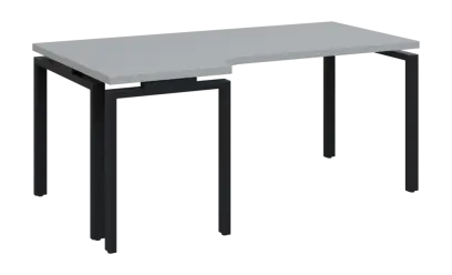 SIRK 38 - 186 stůl kancelářský, rohový, levý, kovová podnož černá, deska 36 mm, široký 1800 mm, šedá