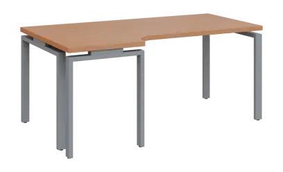 SIRK 38 - 186 stůl kancelářský, rohový, levý, kovová podnož stříbrná, deska 36 mm, široký 1800 mm, buk royal