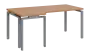 SIRK 38 - 186 stůl kancelářský, rohový, levý, kovová podnož stříbrná, deska 36 mm, široký 1800 mm, buk royal