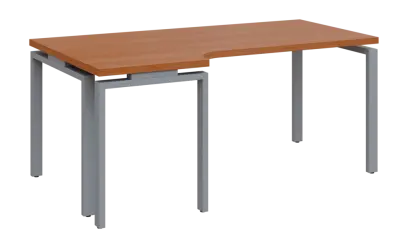SIRK 38 - 186 stůl kancelářský, rohový, levý, kovová podnož stříbrná, deska 36 mm, široký 1800 mm, olše jantar