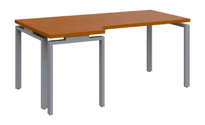 SIRK 38 - 186 stůl kancelářský, rohový, levý, kovová podnož stříbrná, deska 36 mm, široký 1800 mm, třešeň šumavská