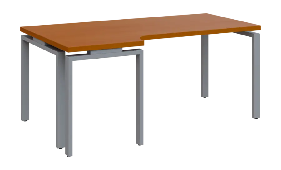 SIRK 38 - 186 stůl kancelářský, rohový, levý, kovová podnož stříbrná, deska 36 mm, široký 1800 mm, třešeň šumavská