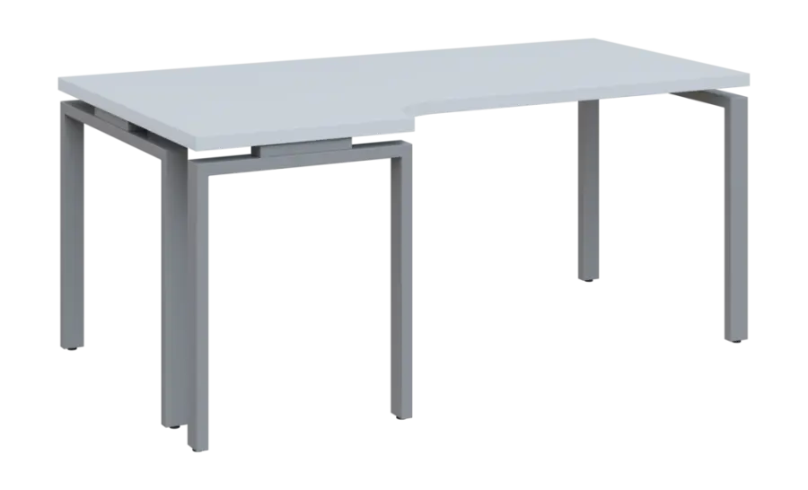 SIRK 38 - 186 stůl kancelářský, rohový, levý, kovová podnož stříbrná, deska 36 mm, široký 1800 mm, bílá