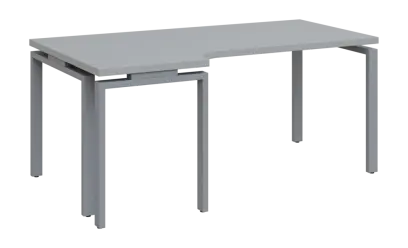 SIRK 38 - 186 stůl kancelářský, rohový, levý, kovová podnož stříbrná, deska 36 mm, široký 1800 mm, šedá