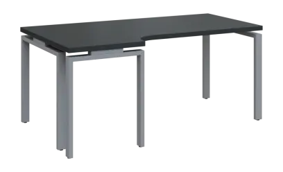 SIRK 38 - 186 stůl kancelářský, rohový, levý, kovová podnož stříbrná, deska 36 mm, široký 1800 mm, antracit