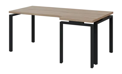 SIRK 38 - 186 stůl kancelářský, rohový, pravý, kovová podnož černá, deska 36 mm, široký 1800 mm, dub bardolino