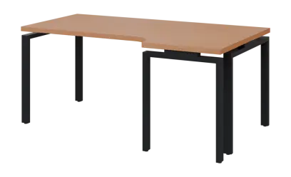 SIRK 38 - 186 stůl kancelářský, rohový, pravý, kovová podnož černá, deska 36 mm, široký 1800 mm, buk royal
