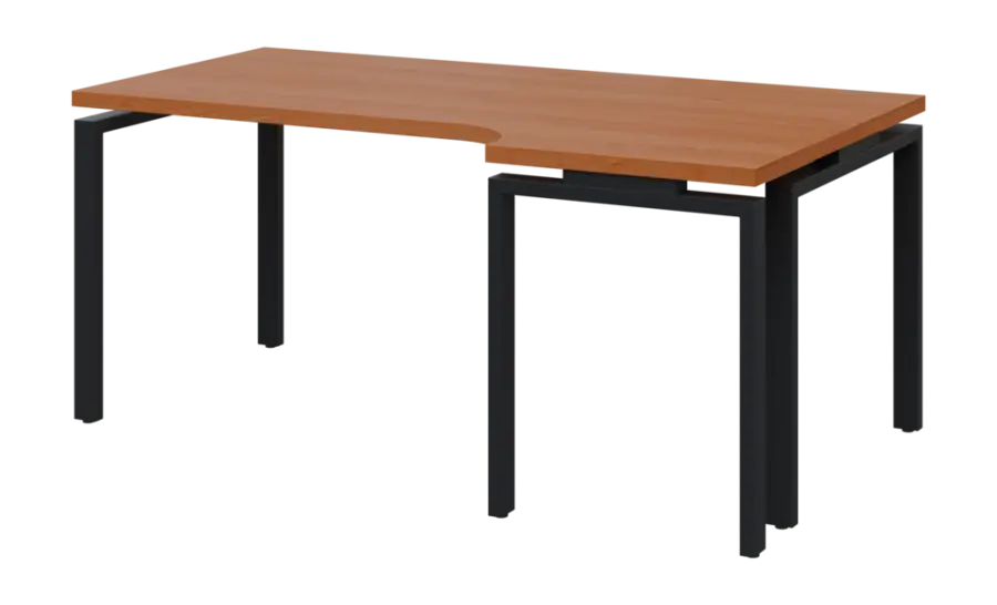 SIRK 38 - 186 stůl kancelářský, rohový, pravý, kovová podnož černá, deska 36 mm, široký 1800 mm, olše jantar