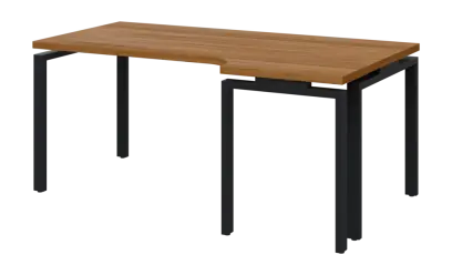 SIRK 38 - 186 stůl kancelářský, rohový, pravý, kovová podnož černá, deska 36 mm, široký 1800 mm, ořech světlý