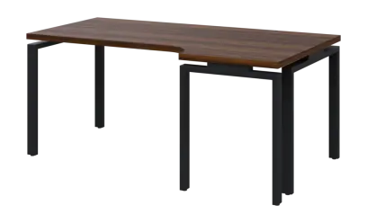 SIRK 38 - 186 stůl kancelářský, rohový, pravý, kovová podnož černá, deska 36 mm, široký 1800 mm, ořech královský