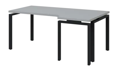 SIRK 38 - 186 stůl kancelářský, rohový, pravý, kovová podnož černá, deska 36 mm, široký 1800 mm, šedá