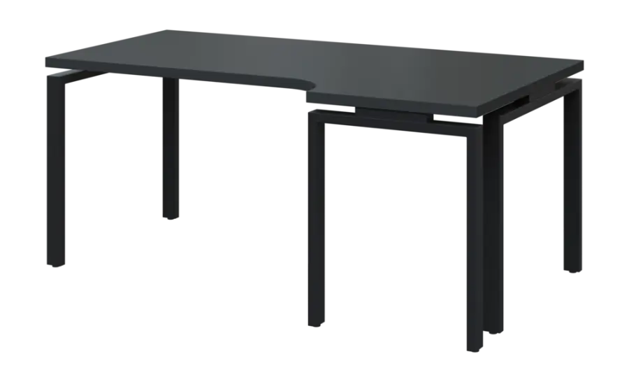 SIRK 38 - 186 stůl kancelářský, rohový, pravý, kovová podnož černá, deska 36 mm, široký 1800 mm, antracit