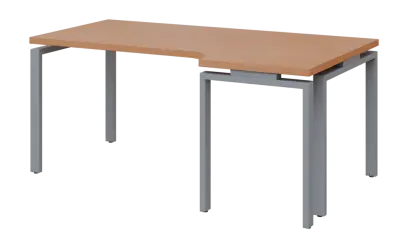 SIRK 38 - 186 stůl kancelářský, rohový, pravý, kovová podnož stříbrná, deska 36 mm, široký 1800 mm, buk royal