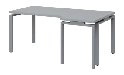 SIRK 38 - 186 stůl kancelářský, rohový, pravý, kovová podnož stříbrná, deska 36 mm, široký 1800 mm, šedá