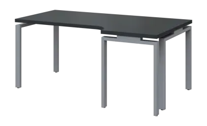 SIRK 38 - 186 stůl kancelářský, rohový, pravý, kovová podnož stříbrná, deska 36 mm, široký 1800 mm, antracit