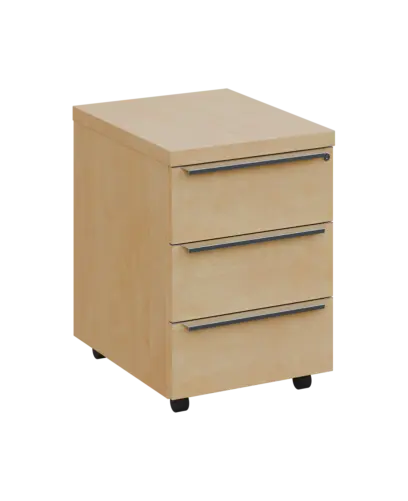 SIKC - 00 kontejner pojízdný, 3-zásuvkový, deska 18 mm, centrální zámek, bříza světlá