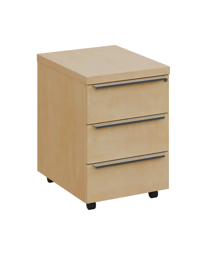 SIKC - 00 kontejner pojízdný, 3-zásuvkový, deska 18 mm, centrální zámek, bříza světlá