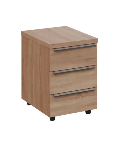 SIKC - 00 kontejner pojízdný, 3-zásuvkový, deska 18 mm, centrální zámek, dub bardolino